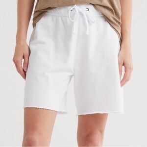 James Perse Drawstring French Terry Shorts in white size 3 cotton